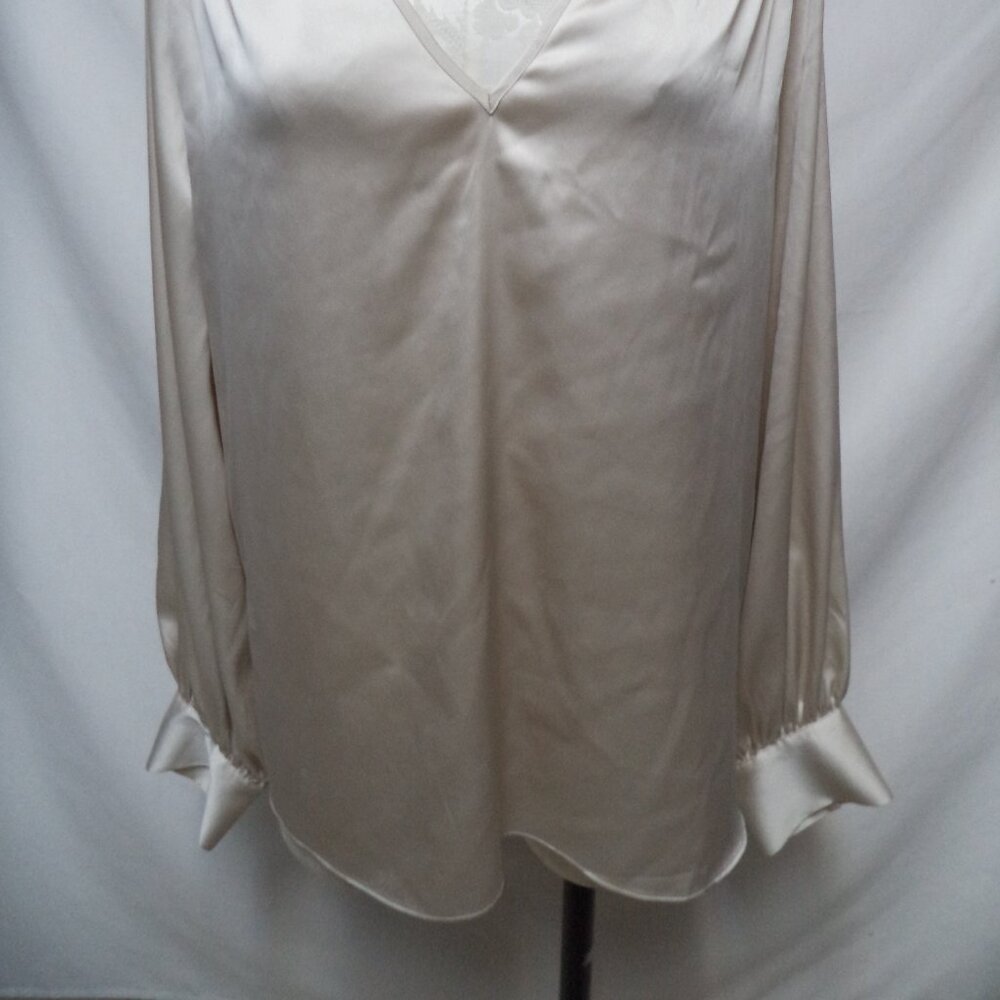 White House Black Market WHBM Satin cream top blouse NEW NWT Size Sz X-Large XL - Picture 2 of 14